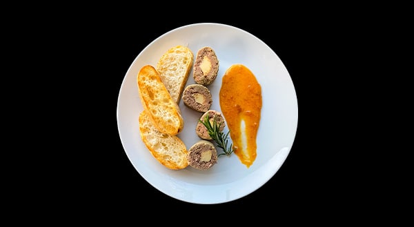 Паштет куриный с абрикосовым джемом и чиабаттой